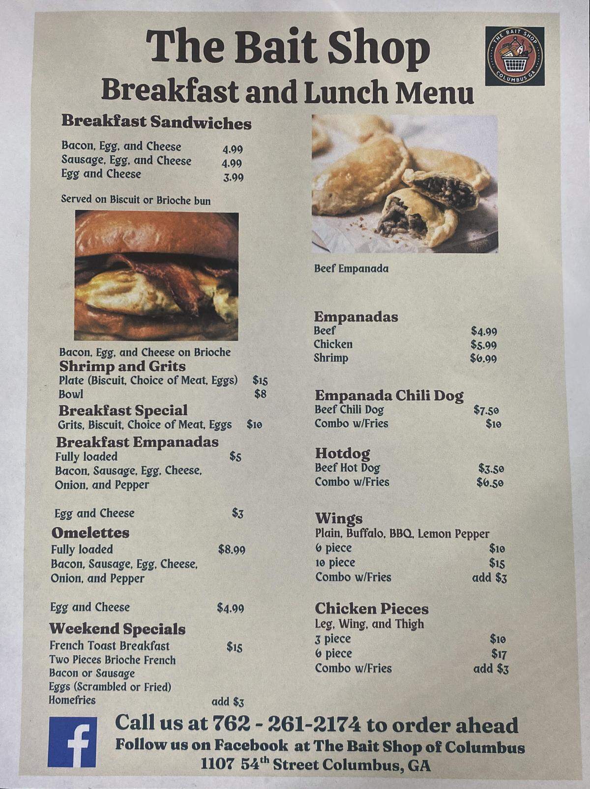 This is the menu at The Bait Shop, 1107 54th St. in Columbus, pictured Dec. 23, 2025.