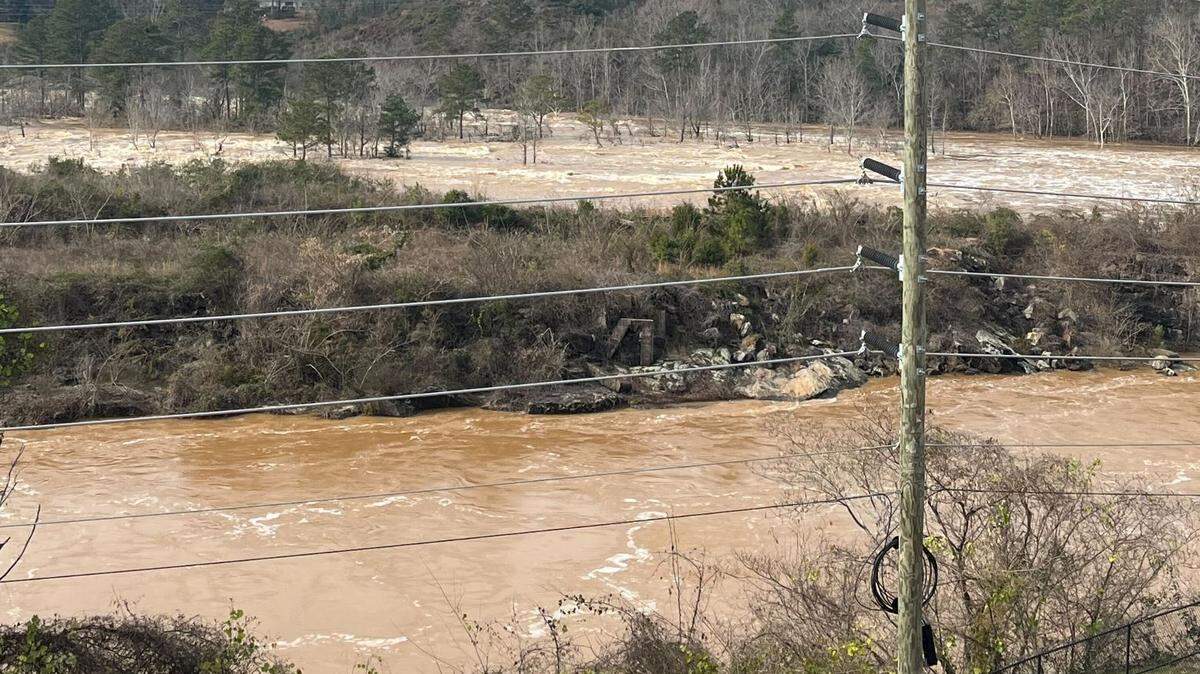 A picture of the Chattahoochee River which currently sits at a height of 26.8 feet, according to the National Weather Service in Peachtree City.