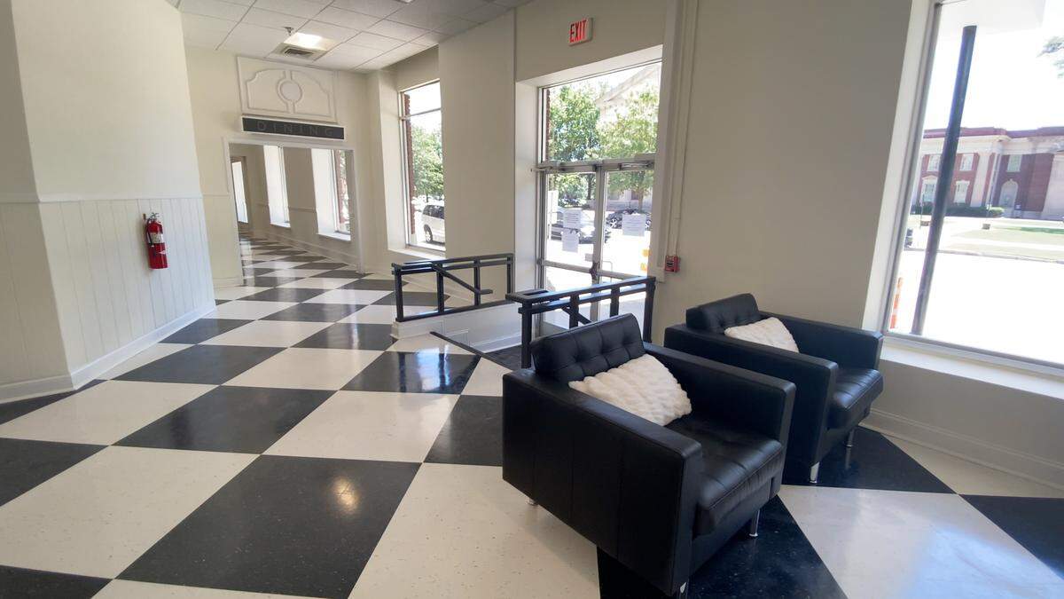 This is the newly remodeled entrance and lobby area at The Ralston in Columbus, Georgia.