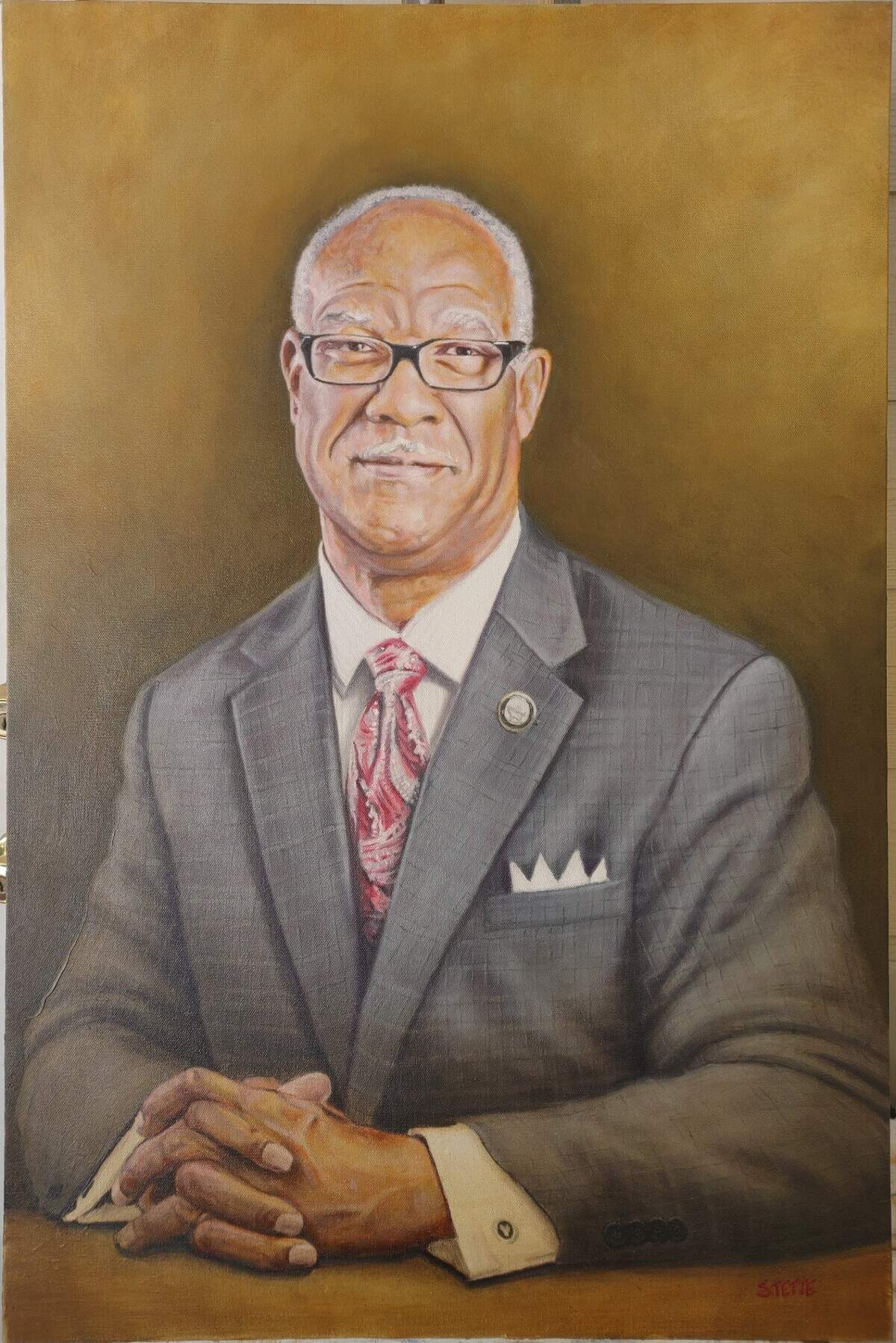 Columbus artist Steven Tette painted this oil-on-canvas portrait of retired state Rep. Calvin Smyre of Columbus. It was hung in the Georgia Capitol during a ceremony Jan. 28, 2025.