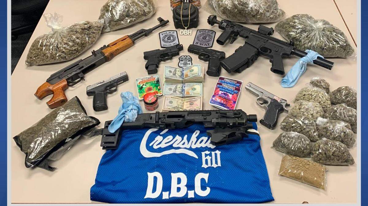The Columbus Police Department seized guns and drugs after executing a search warrant on a residence in the 4200 block of Roman Drive.