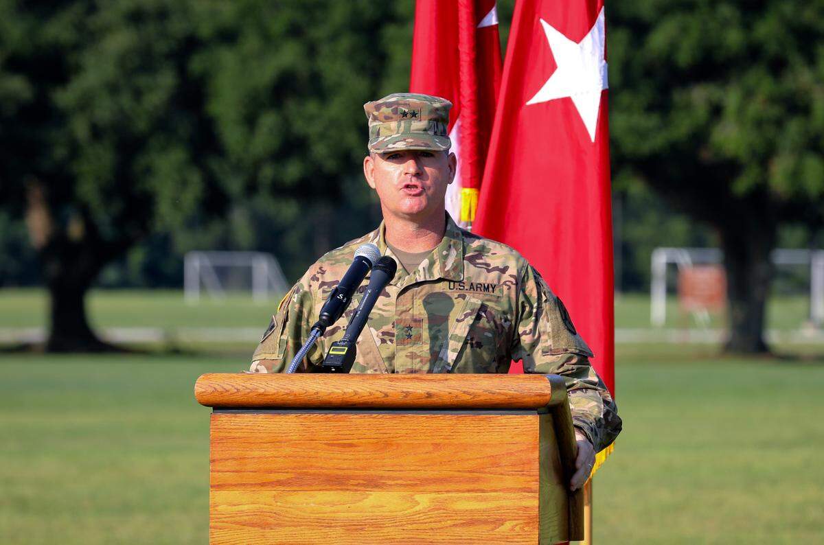 A file photo of Maj. Gen. Patrick J. Donahoe assumes command of the Maneuver Center of Excellence, Fort Benning in 2020.