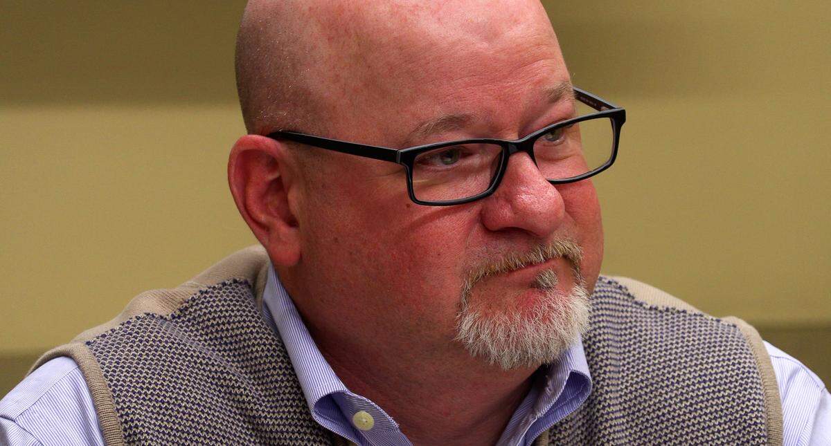 Columbus State University president Chris Markwood answers questions Thursday about how budget cuts and CSU’s enrollment decline could potentially affect students, faculty and staff.