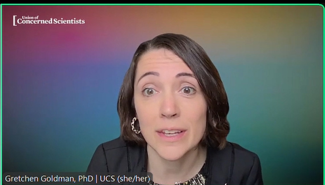 Gretchen Goldman, President of the Union of Concerned Scientists speaks about the Trump administration and EPA rolling back pollution regulations on the power sector at a Climate Action Campaign press briefing via Zoom. 6/11/25