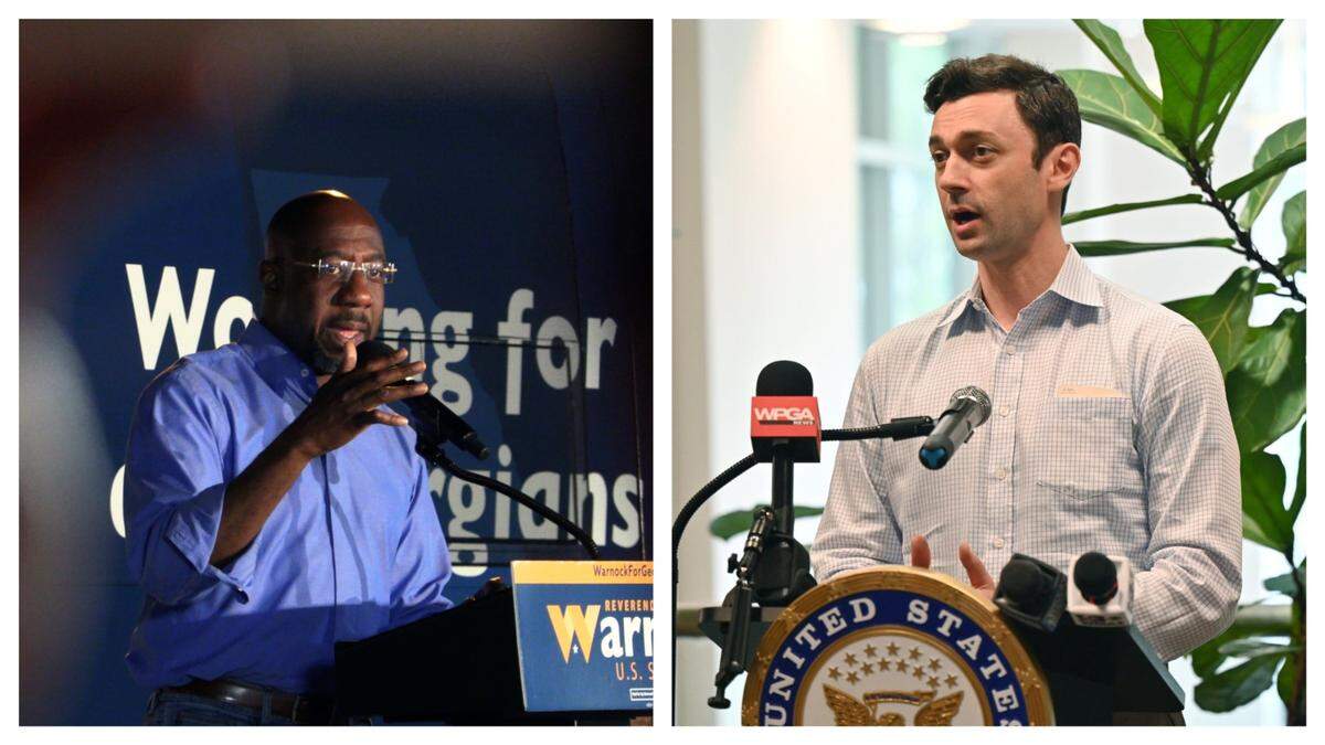 Sen. Raphael Warnock (left) and Sen. Jon Ossoff (right), both Georgia Democrats, have raised concern about the closure of a water quality office in Georgia. The Department of Government Efficiency is seeking to cancel the office’s lease.