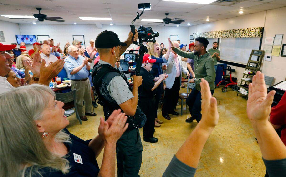 “Fox & Friends” co-host Lawrence Jones, left, and a production crew with Fox News visited Ruth Ann’s Restaurant in downtown Columbus, Georgia for the “Breakfast with Friends” segment. 06/27/2024