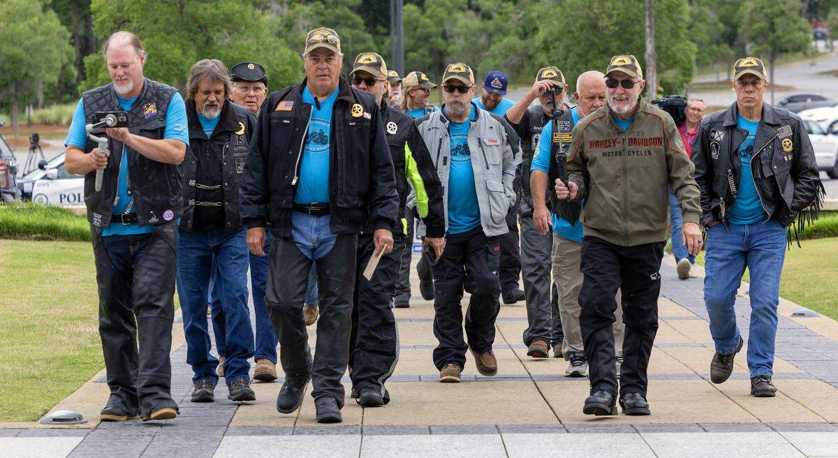 The Miracle Riders made the first stop on their 9,300-mile, Pony Express-themed ride from Columbus on May 1, 2026, at the National Infantry Museum and Soldier Center to read a postcard written by Ken Killingsworth about U.S. Army Sgt. 1st Class Alwyn Cashe, who was awarded the Medal of Honor for his actions during Operation Iraqi Freedom.