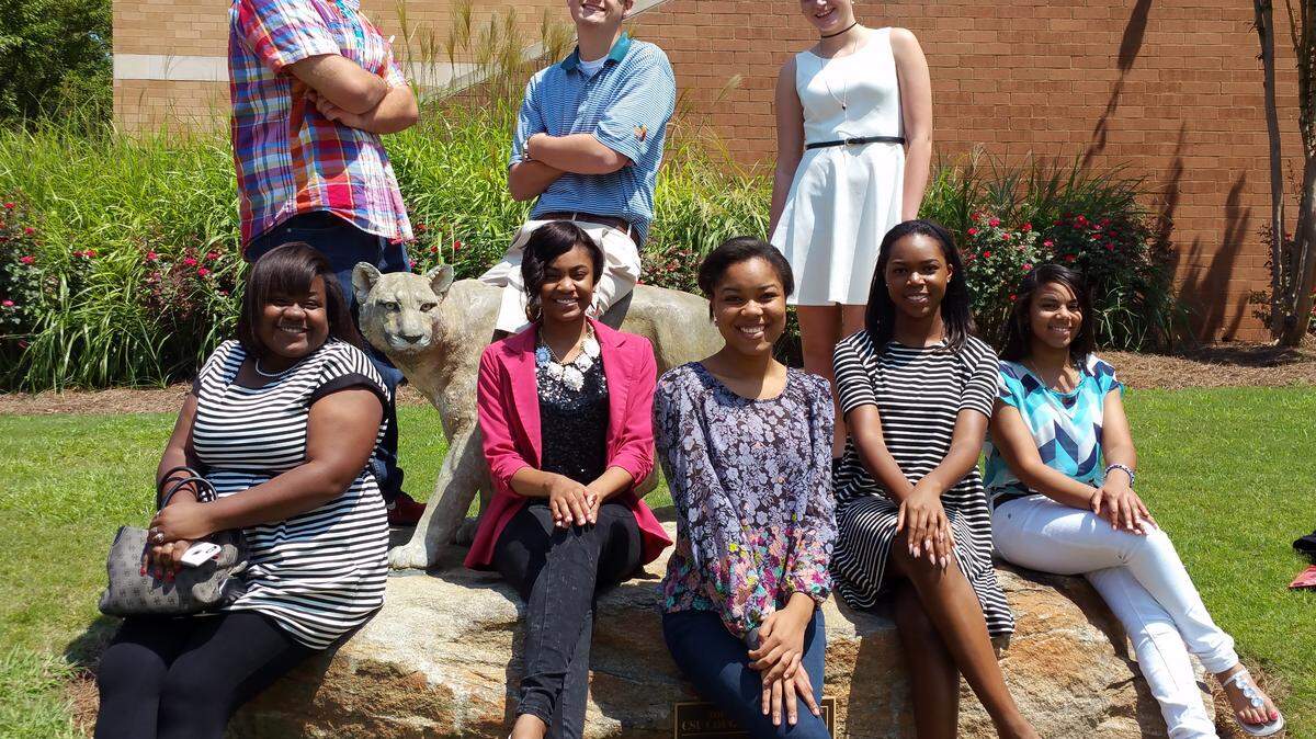 Members of Shaw High School's Senior Council attended the 2015 Jim Blanchard Leadership Forum simulcast Aug. 24 and 25 on the Columbus State University campus. The students listened to discussions about leadership development from numerous speakers, including Tom Mullins, an author and the founder of the Christ Fellowship Church; Doris Kearns Goodwin, a Pulitzer-Prize winning author and historian; Scott Harrison, founder of charity:water; Daniel Pink, a New York Times and Wall Street Journal best-selling author; and John Maxwell, an author and pastor. Senior Council students who attended are, from left, seated, Karter Hill, Kayla Stutson, Alexandria Casey, Christian Jackson and Emmitt Brown; back row, Anthony Manly, Stafford Long and Mackenzie Smith. The senior class sponsor is Kim White.