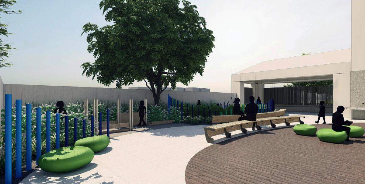 This artist’s rendering depicts a reimagined a new Children’s Garden, adjacent to a new Children’s Gallery.