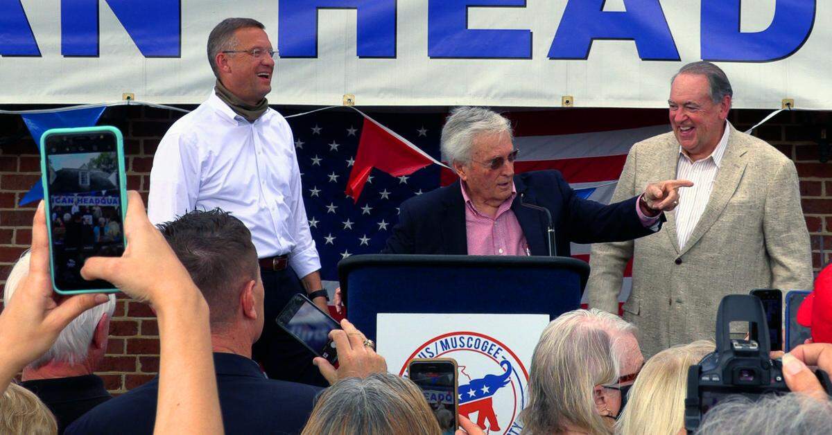 Alton Russell, chairman of the Columbus/Muscogee Republican Party at a 2020 event with former U.S. Rep. Doug Collins and former Republican presidential candidate Mike Huckabee.