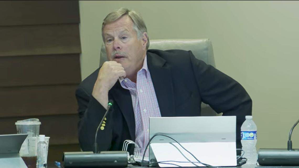 Columbus Councilor Glenn Davis of District 7 speaks during an April 14, 2026, Columbus Council meeting as the Columbus Botanical Garden requests a refund for a property tax payment made after the nonprofit failed to file an exemption on donated land.