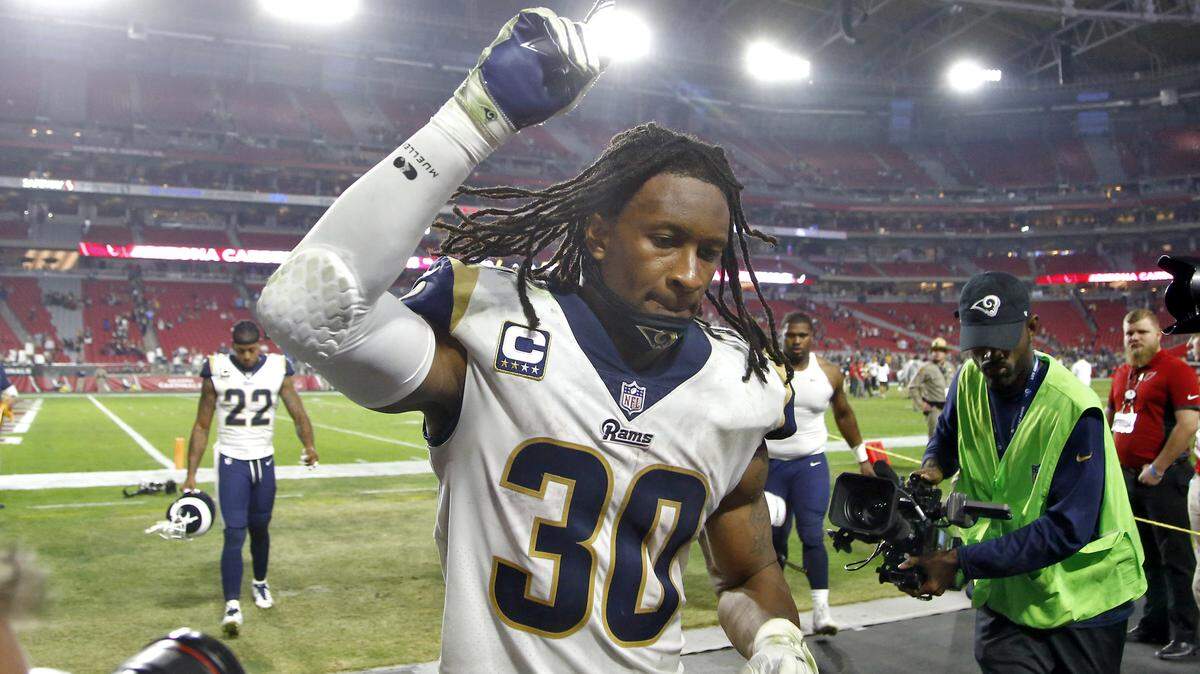 Los Angeles Rams running back Todd Gurley (30) leaves the field after a game against the Arizona Cardinals on Dec. 3.