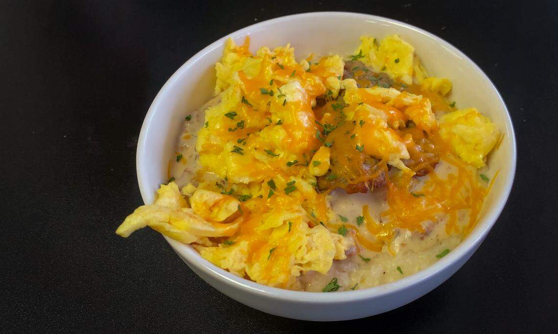 Ledger-Enquirer reporter Kelby Hutchison tried the Gravy Grit Reaction bowl at Breakfastology Cafe, 5156 River Road, Suite C, in Columbus.