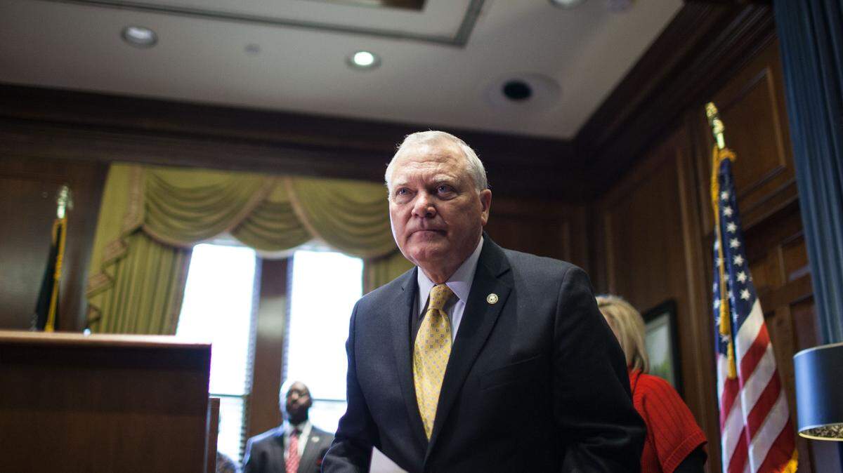 Georgia Gov. Nathan Deal leaves after a press conference in this 2014 file photo.