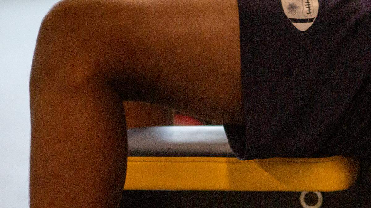 Football players at Troup High in LaGrange, Ga., go through a weightlifting session on June 24, 2020.