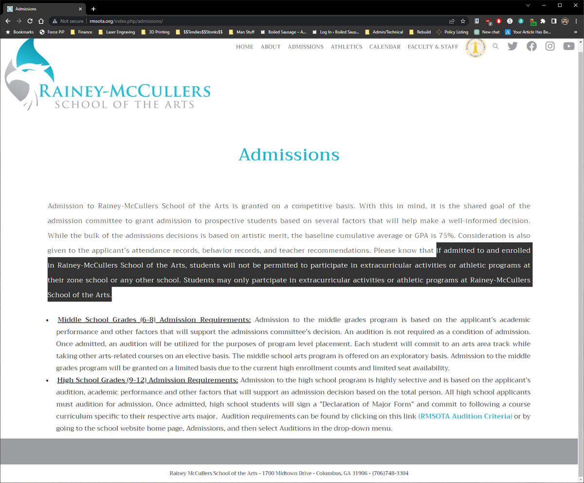 Feb. 1, 2023, updated version of Rainey-McCullers School of the Arts admissions policy.