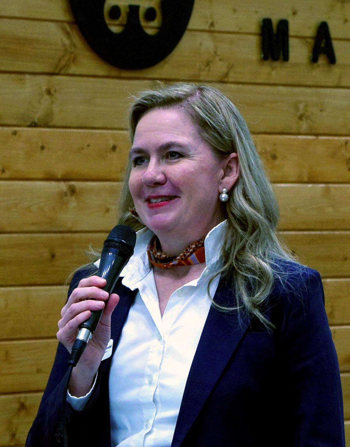 Julie Kuykendall, executive director of Feeding Georgia, speaks Feb. 10, 2026, during an opening celebration and ribbon-cutting ceremony for the new Neighbor Market at Feeding the Valley Food Bank in Columbus. It’s an evening food pantry for working families unable to visit traditional food pantries during the day because of work obligations. The market also allows families to shop for themselves, selecting the food most appropriate for their needs.