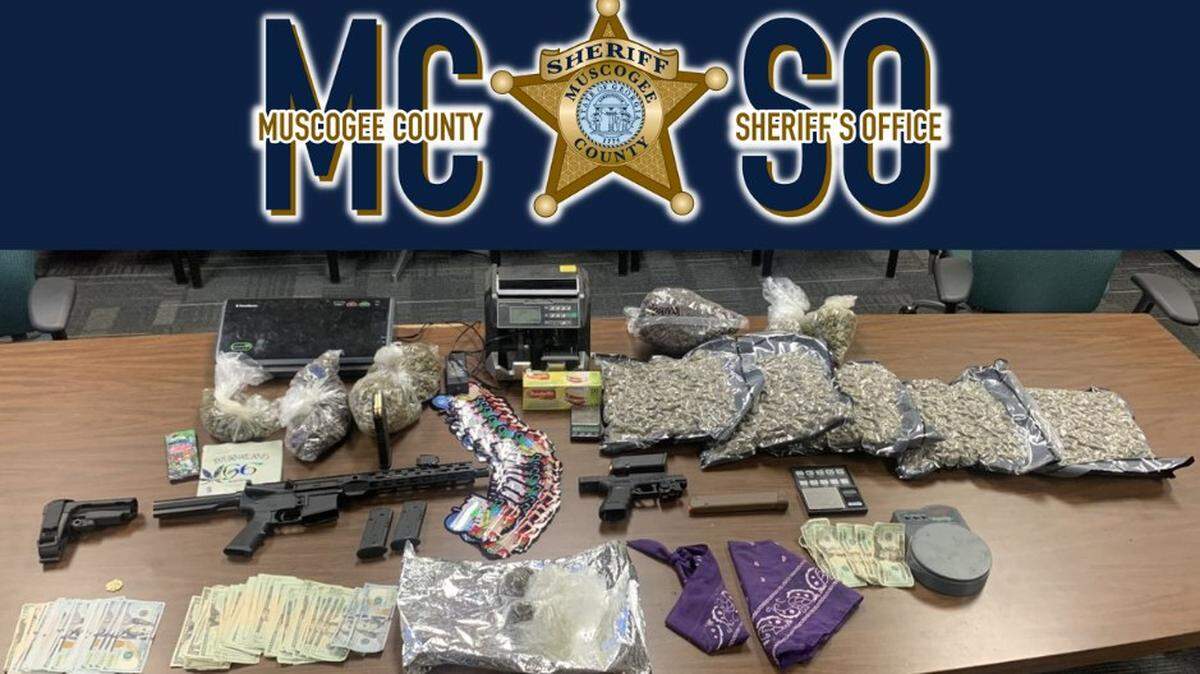 Photo of seized contraband from the arrest of Darion McBride from the Muscogee County Sheriff’s Office Facebook page.