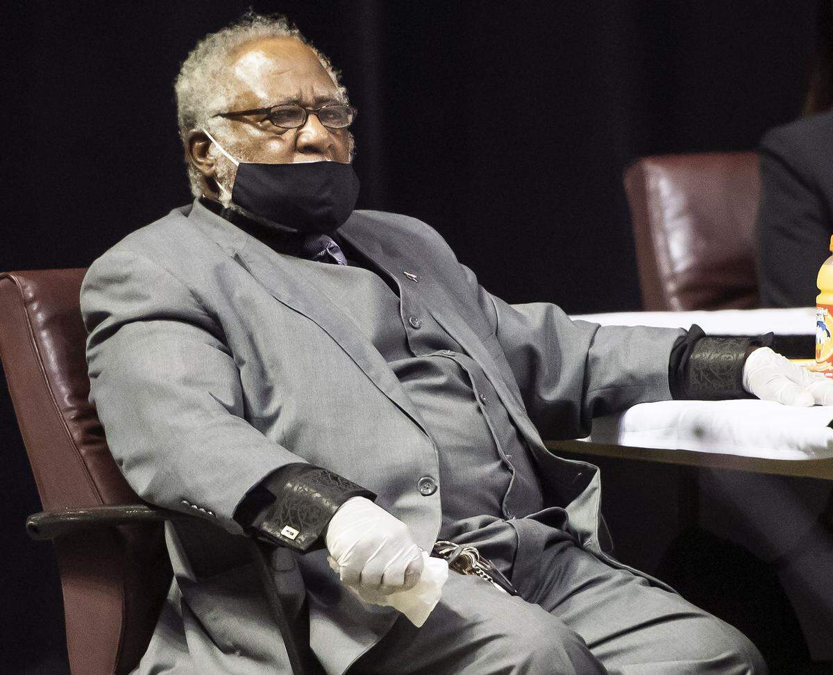 Jerry “Pops” Barnes listens as proponents and opponents of his Public Safety Advisory Commission Ordinance speak at the Columbus City Council meeting, Tuesday, July 28, 2020 in Columbus, Georgia.
