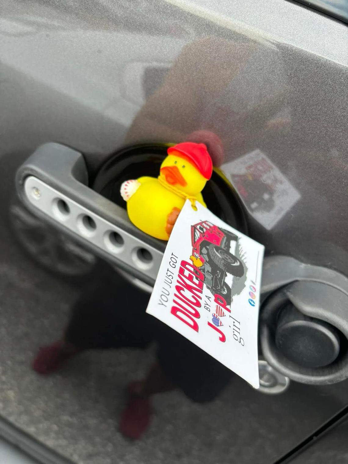 Local Jeep owner, Tad Smith, got “ducked” with a nice note.