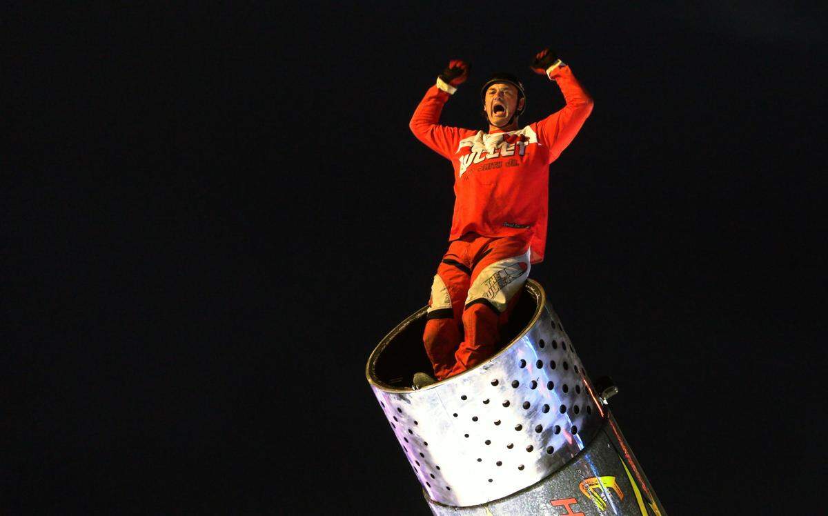 David Smith Jr., a second generation human cannonball known as “The Bullet,” prepares for his second flight Tuesday night at the Spring Fling carnival at the Columbus Civic Center in Columbus. 04/02/2024