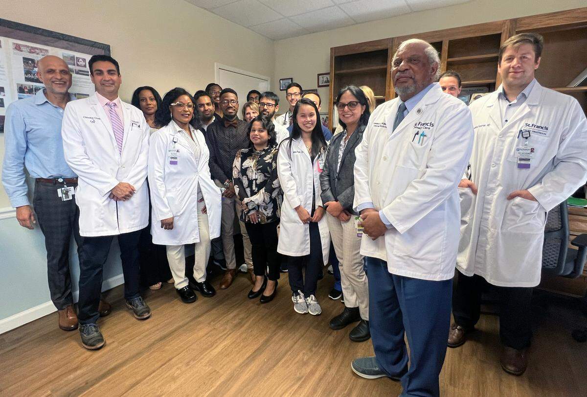Doctors, residents and other staff at the Primary Care Continuity Clinic, including the Internal Medicine Residency Program director Dr. Anupa Rai and faculty member Dr. Howard Willis, celebrate the grand opening of St. Francis-Emory Healthcare’s Primary Care Continuity Clinic in Columbus, Georgia. The clinic offers comprehensive primary care services while also providing hands-on training to physician residents. 08/03/2023
