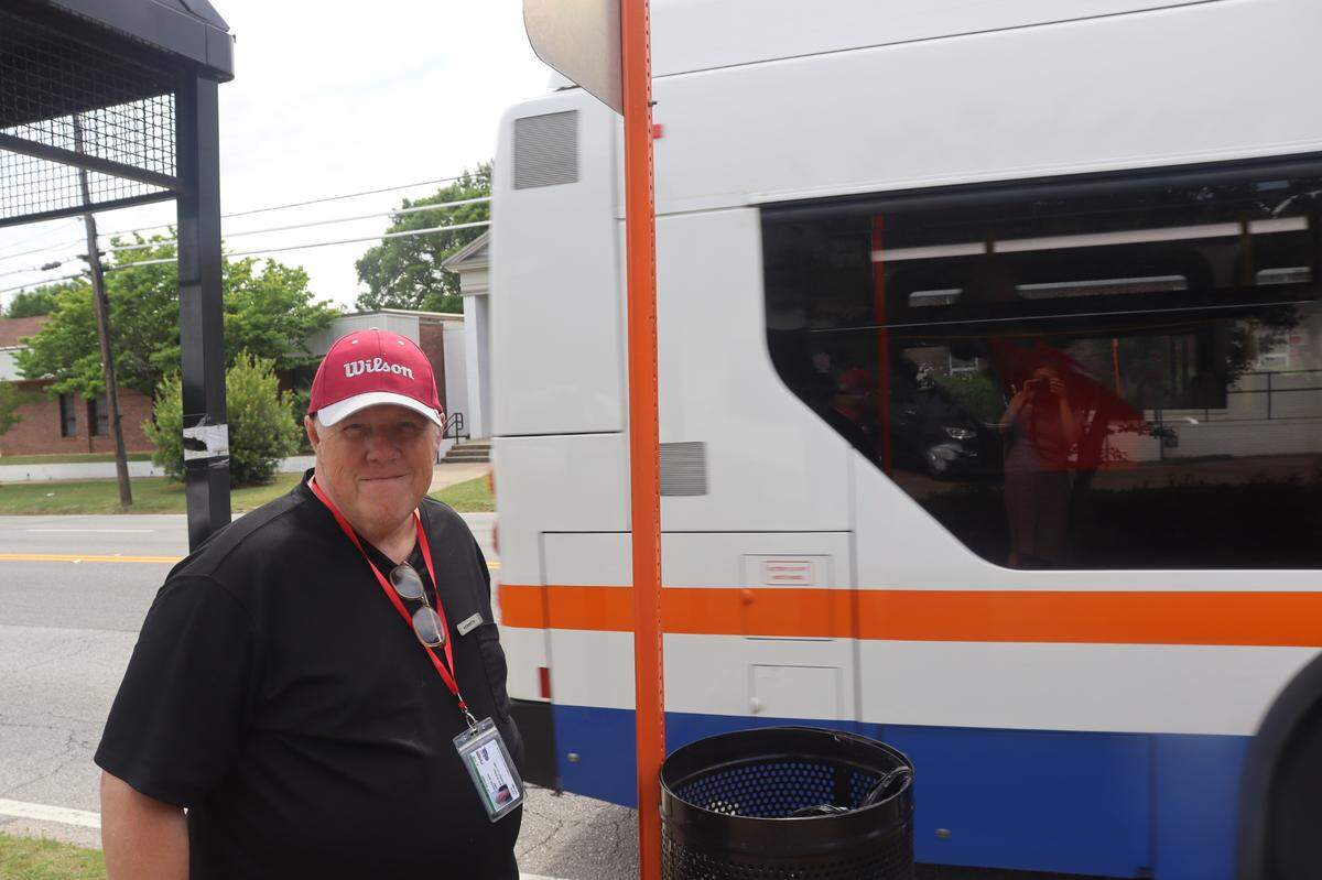 Kenneth Baker commutes using METRA’s Route 5 bus. His home is near the Harvest Coffee Company on 2nd Avenue stop. 5/3/24