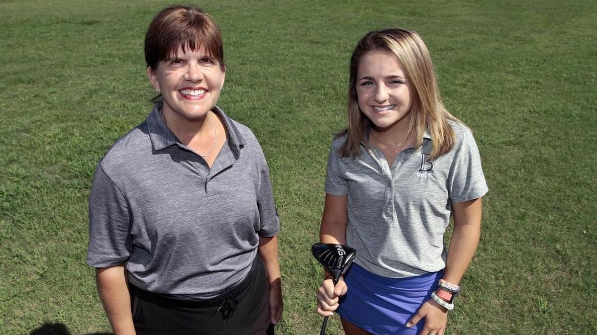 All-Bi-City Girls Golf Coach of the Year Karen Hearn of Brookstone School, left, and Golfer of the Year Sanders Hinds of Brookstone School.
