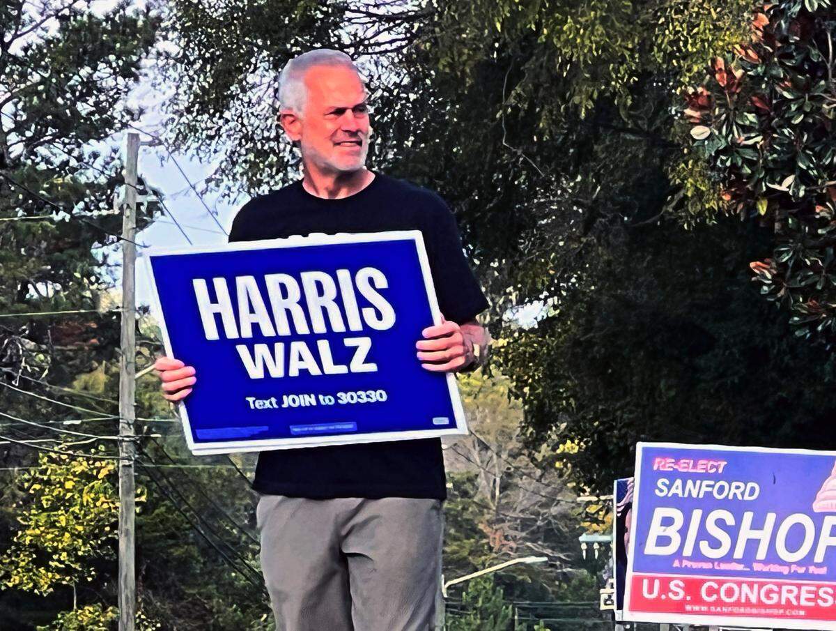 Gordon Trounson, a retired military officer from Boise, Idaho, arrived in Columbus on Oct. 23 and is a volunteer for the Harris campaign. His time in Georgia has been “absolutely great”, Trounson told the Ledger-Enquirer. He’s had good interactions with people in both major political parties during his time here, he said.