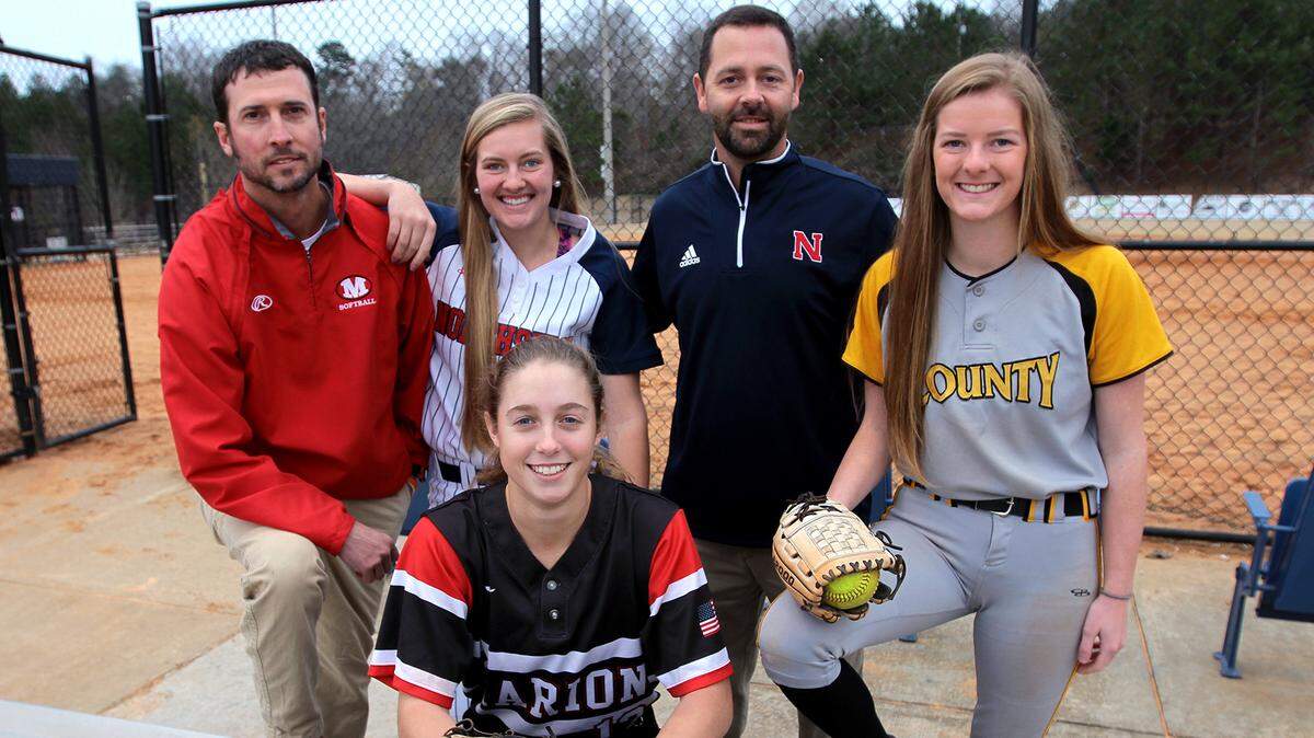 The top individual honors on the Ledger-Enquirer’s 2018 All Bi-City Fall Softball Team go to, standing from left: John Dimitri, Marion County, Co-Coach of the Year; Raelee Weaver, Northside High, Hitter of the Year; Brandon Jenkins, Northside High, Co-Coach of the Year; and Lindsey Kyte, Harris County, Pitcher of the Year. Seated: Ashley Whitley, Marion County, Player of the Year.
