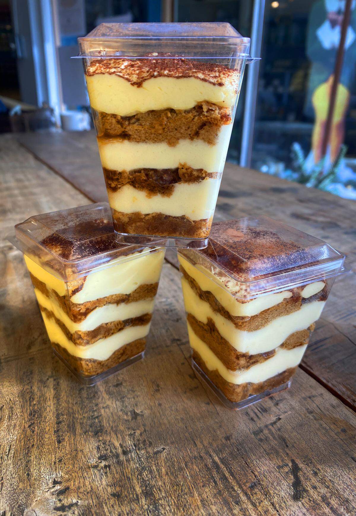 Tiramisu cups, pictured Jan. 21, 2026, are among the bakery items made by Keli Kloss, owner of Mon Petit Pain, a bakery in Opelika, Alabama.