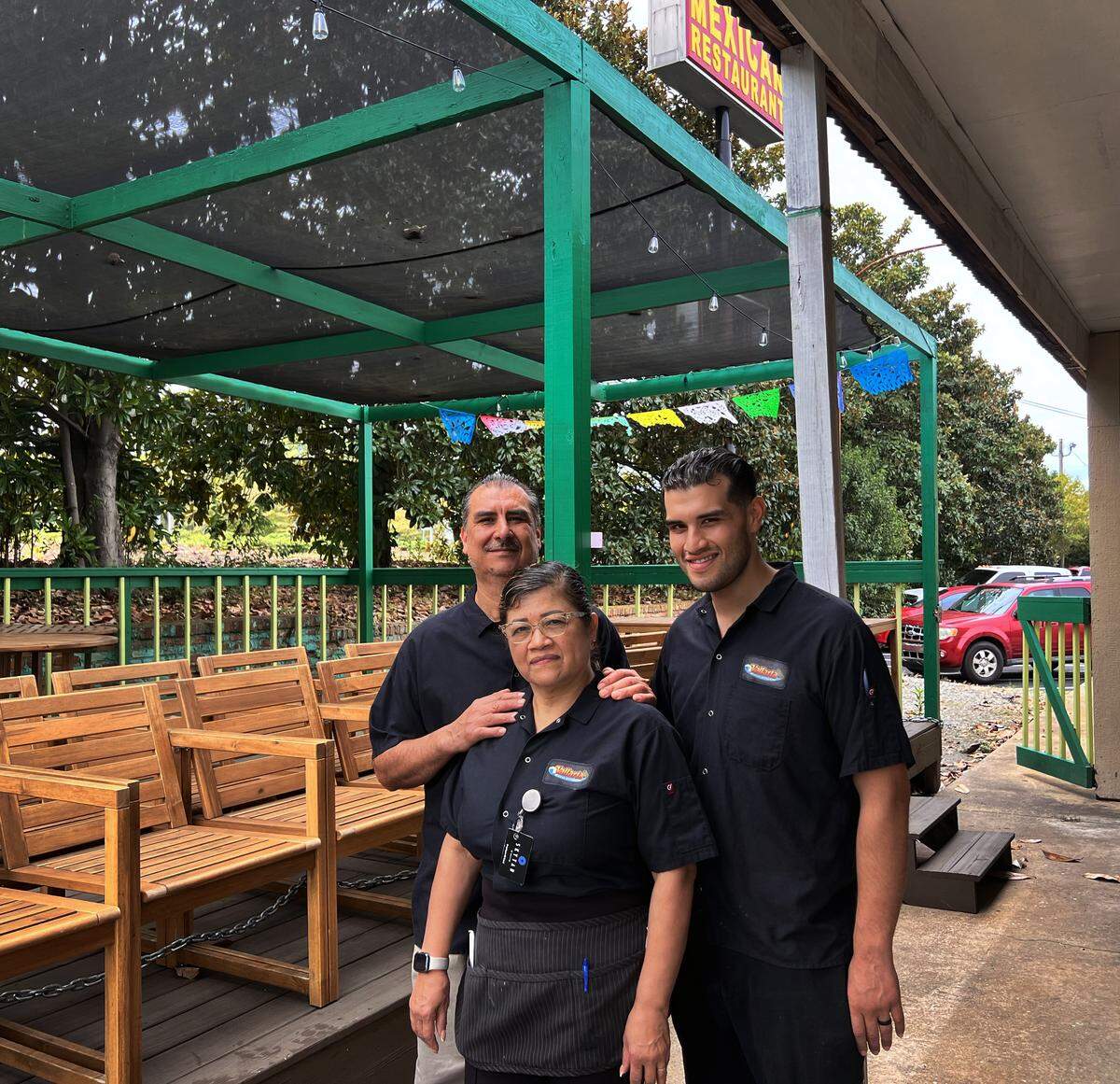 Jose Altamirano, left, and his wife, Julia Altamirano, are the owners of Vallarta Mexican Restaurant. Their son Jose Altamirano Jr. is the general manager of the restaurant at 2151 Fort Benning Road in Columbus.. 10/10/2025