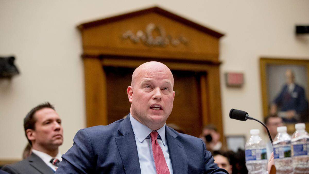Acting Attorney General Matthew Whitaker speaks during a House Judiciary Committee hearing on Capitol Hill on Friday in Washington.