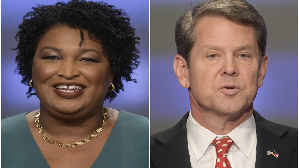 This combination of  file photos shows Georgia gubernatorial candidates Stacey Abrams, left, and Brian Kemp in Atlanta.