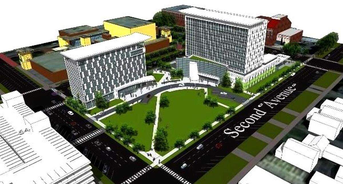Architects with Hecht-Burdeshaw and 2WR created images to give residents an idea of what two new government buildings could look like.