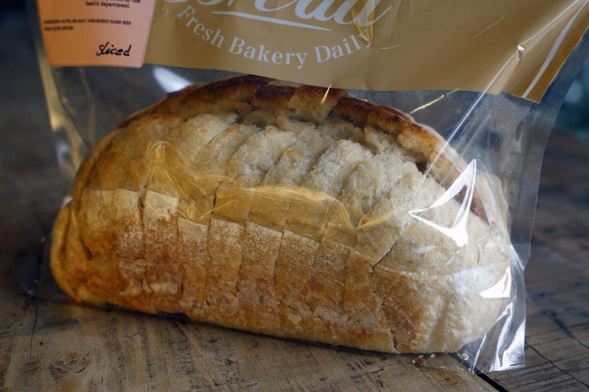 Loaves of sliced sourdough bread, pictured Jan. 21, 2026, are among the bakery items made by Keli Kloss, owner of Mon Petit Pain, a bakery in Opelika, Alabama.