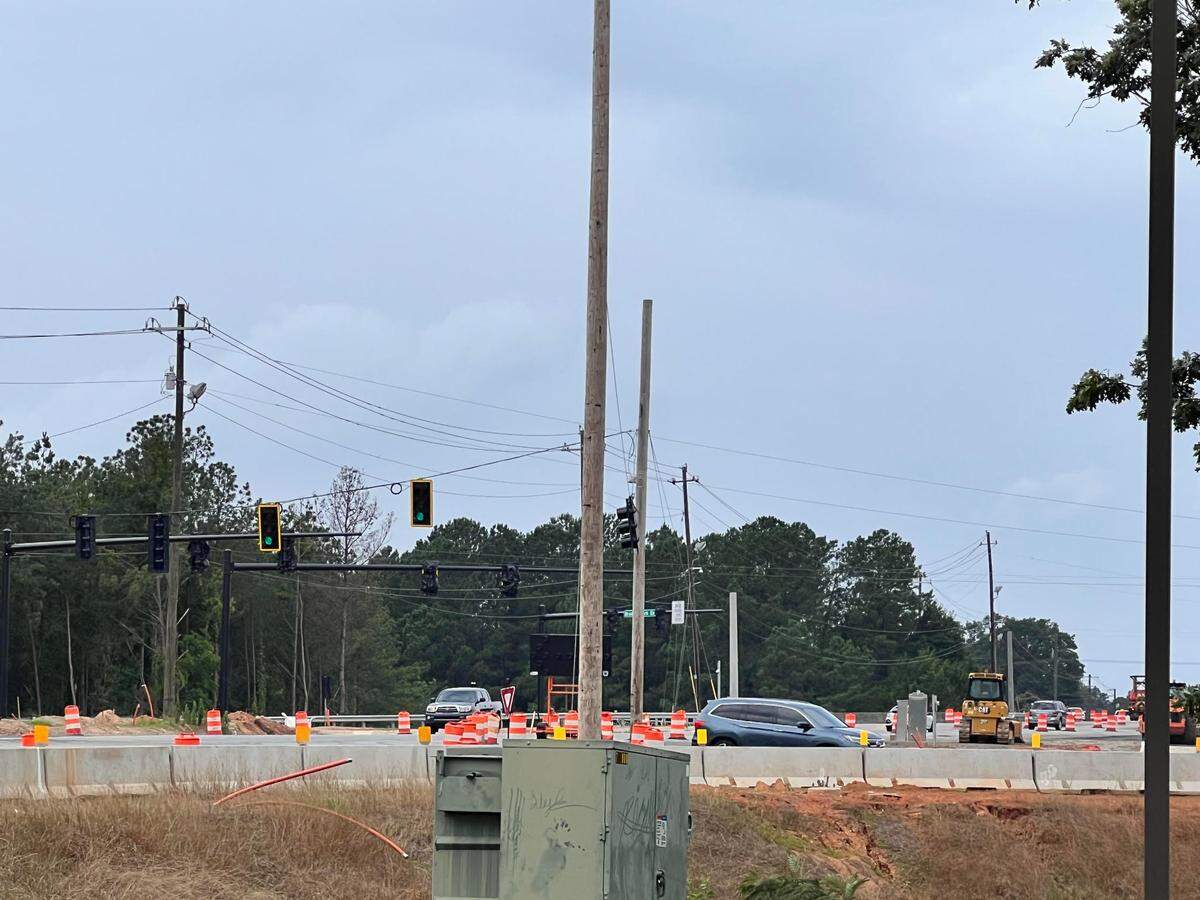 Construction crews work on the Diversion Diamond Interchange at US 80 and Bradley Park Drive on June 4, 2025. The work will cause a detour this weekend.