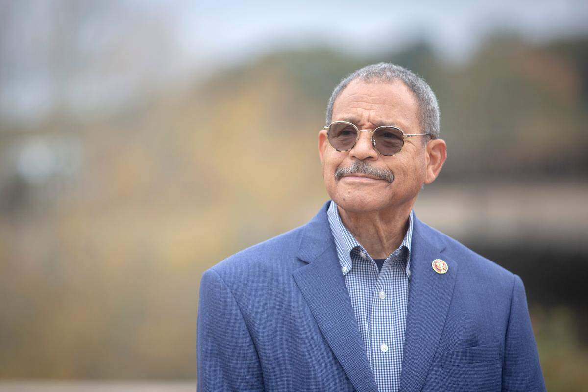 U.S. Rep. Sanford Bishop before a speech recognizing the bipartisan infrastructure deal passed by Congress last week, on Nov. 22, 2021, in Columbus, Ga.