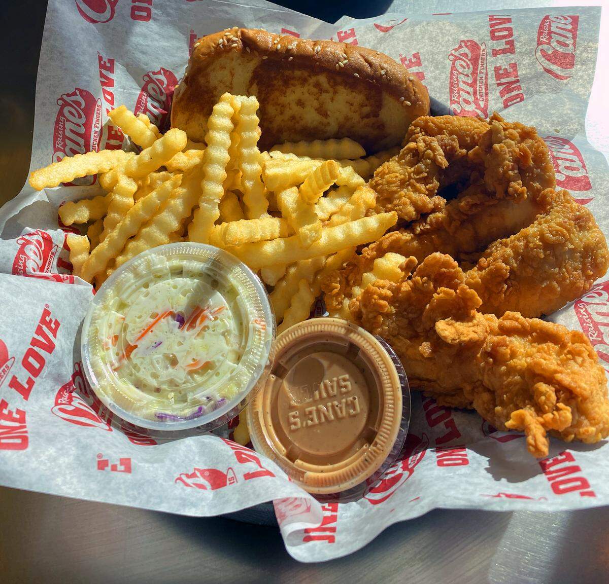 The first Raising Cane’s Chicken Fingers restaurant in Columbus had its soft opening Jan. 12, 2026, at 5720 Whittlesey Blvd. Menu items include the Box Combo.