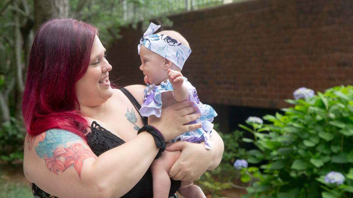 Allie and Evelynn Cutright on March 24, 2022, in Columbus, Ga. Evelynn has a cows’ milk allergy, and Allie relies on formula to feed her.