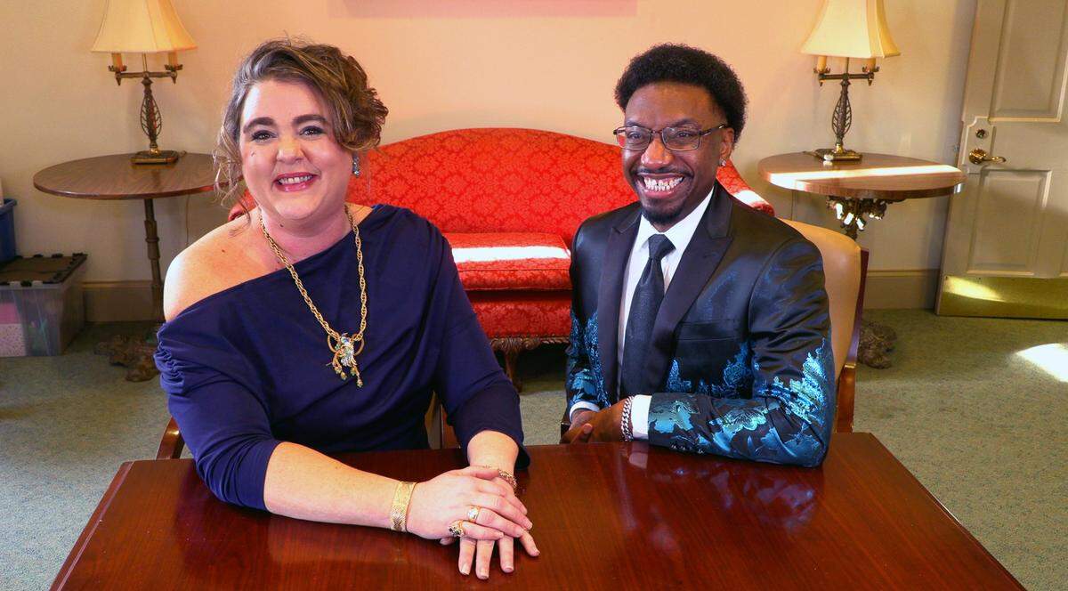 Danielle Patterson-Varner, left, CEO and executive producer of the Springer Opera House, and Keith McCoy, right, the Springer’s artistic director, discuss the Springer’s 2025-26 season Thursday night with the Ledger-Enquirer at the historic State Theater of Georgia in Columbus. 03/27/2025