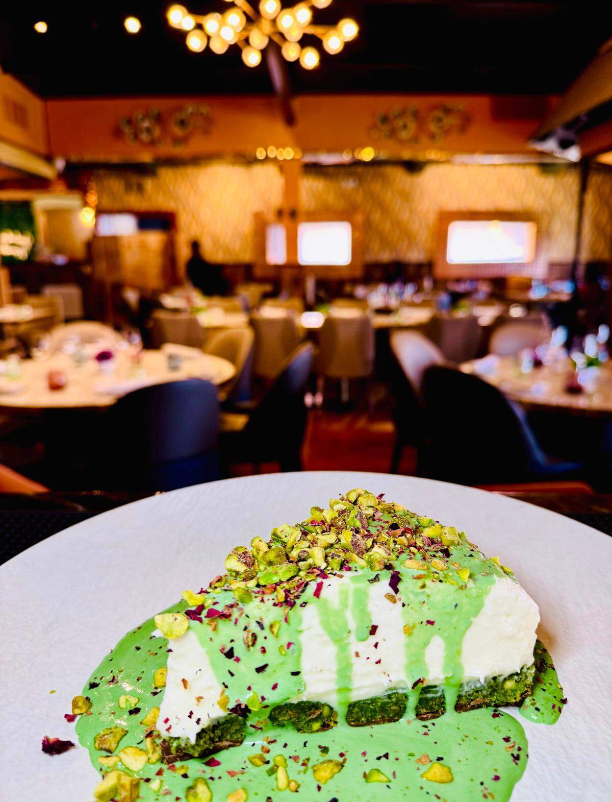 Dishoom Bistro in Columbus, which offers fine dining with North and South Indian Cuisine, also is offering complementary desserts for every mom on Mother’s Day. Moms can choose between Pistashio Cheesecake, pictured here, or Sesame Caramel Cheesecake.