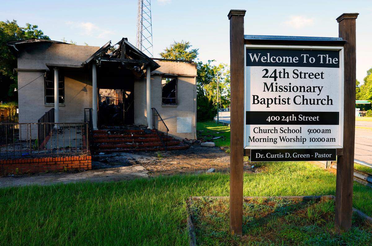 24th Street Missionary Baptist Church, 400 24th St. in Columbus, was heavily damaged by a fire the night of July 2, 2025, that could be seen for miles. 07/03/2025