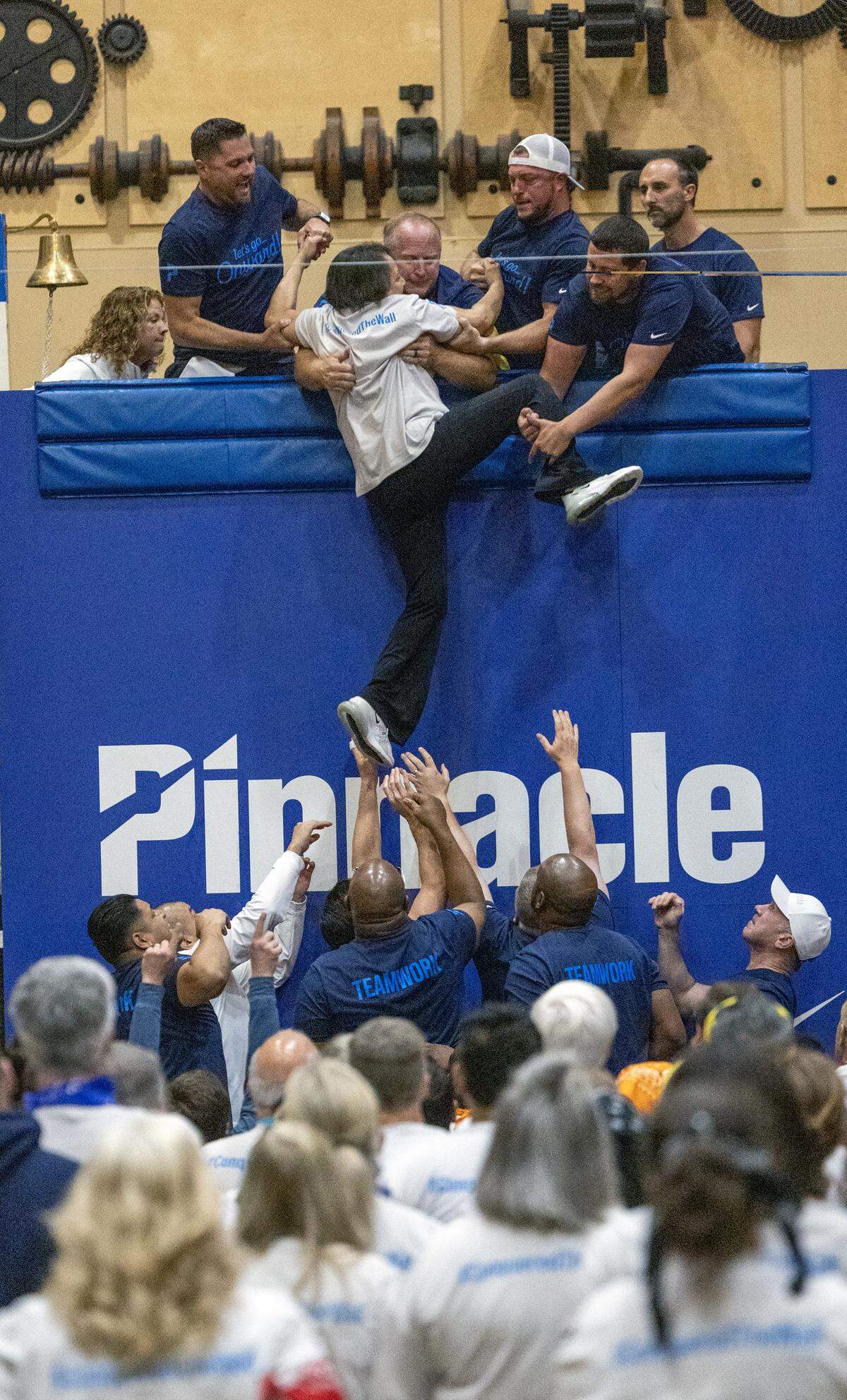 The Pinnacle Financial Partners onboarding program includes culture training and team-building exercises, like this one May 15, 2026, at the Columbus Convention & Trade Center.