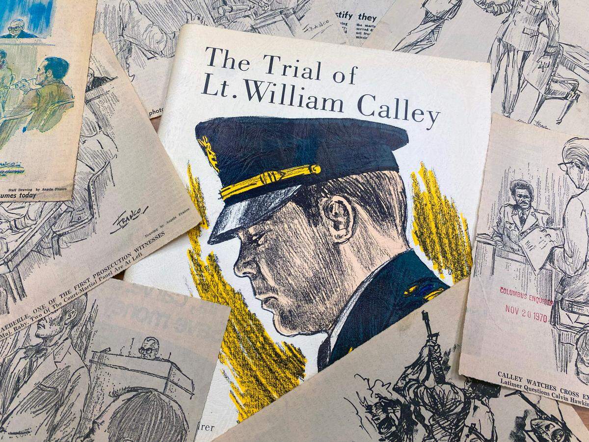 The Ledger-Enquirer newspaper produced a soft-cover book from the trial of Lt. William Calley that was a compilation of the trial sketches of Angelo Franco, then art director at the Ledger-Enquirer, and Ledger-Enquirer military writer Tom Dunkin.