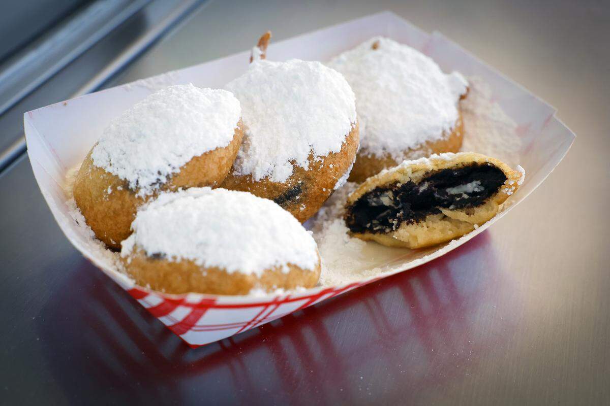 Ledger-Enquirer reporter Kelby Hutchison sampled the fried Oreos on April 7, 2026, during the Spring Fling at the Columbus Civic Center.