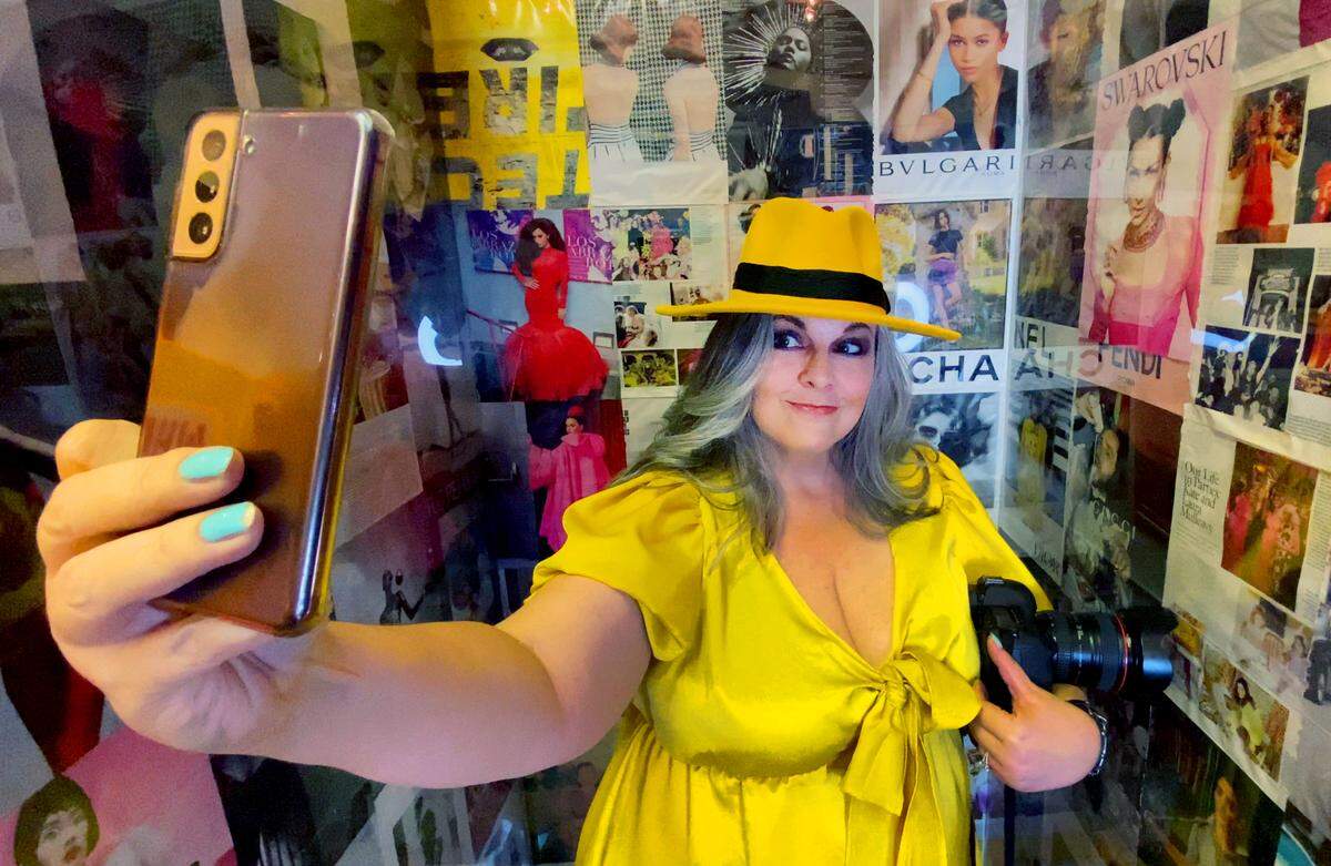 Kim Baxley Wilson takes a selfie at The Photoshop-Selfie House Museum in Columbus, Georgia. 07/13/2022