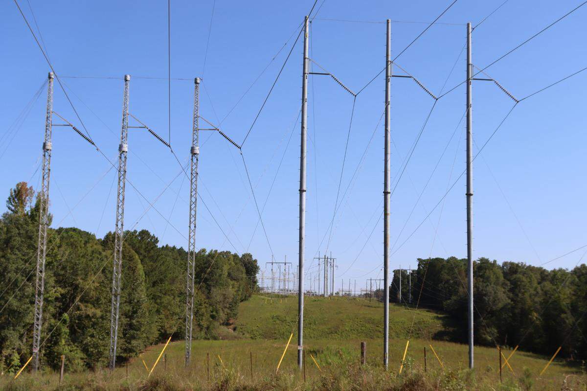 Transmission lines between Barlett’s Ferry Dam and Goat Rock Dam in Lee County, AL.