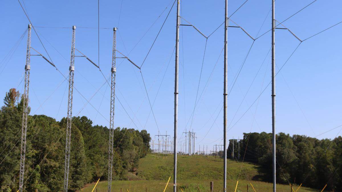 Transmission lines between Barlett’s Ferry Dam and Goat Rock Dam in Lee County, AL.
