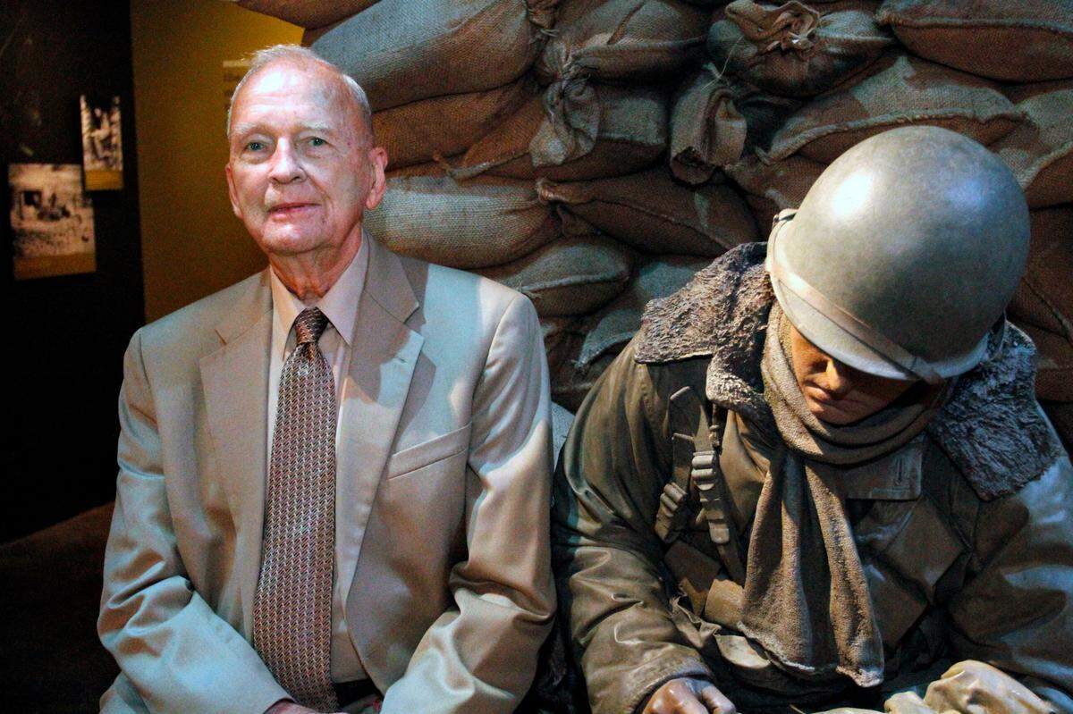Retired Col. Ralph Puckett sits near a part of the Korean Conflict display at the National Infantry Museum and Soldier Center on July 24, 2014. Puckett is featured in the Ranger Hall of Honor for his role in forming and commanding the 8th Army Ranger Company (Airborne) in 1950 at Camp Drake, Japan. The career U.S. Army Ranger sat down with the Ledger-Enquirer for the Sunday Interview series. 07.24.14